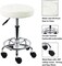 Round Rolling Stool Chair PU Leather Height Adjustable Swivel Drafting Work SPA Shop Salon Stools with Wheels Office Chair Small (White)